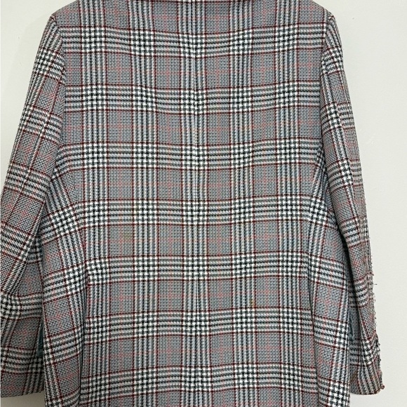 Vintage 70s BOLD PLAID suit jacket blazer checkered red white black size 42R - Picture 3 of 13